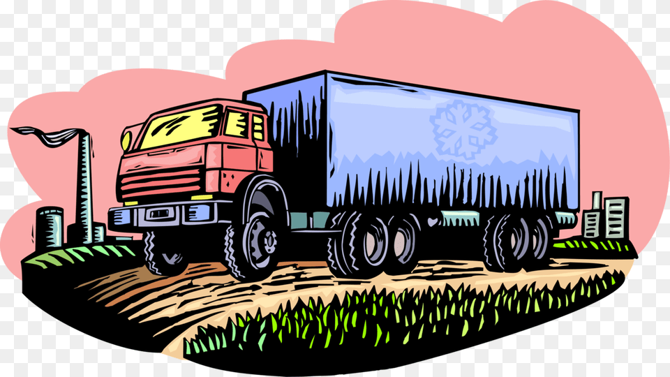 Vector Illustration Of Commercial Shipping And Delivery Trailer Truck, Trailer Truck, Transportation, Vehicle, Machine Free Png Download