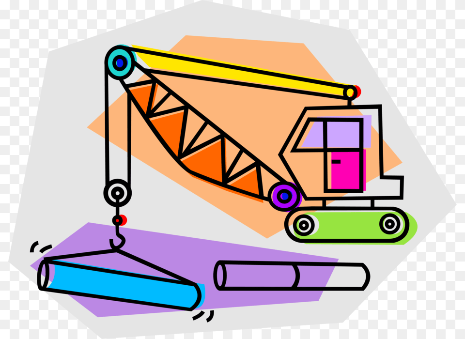 Vector Illustration Of Construction Industry Crane, Construction Crane, Bulldozer, Machine Free Transparent Png