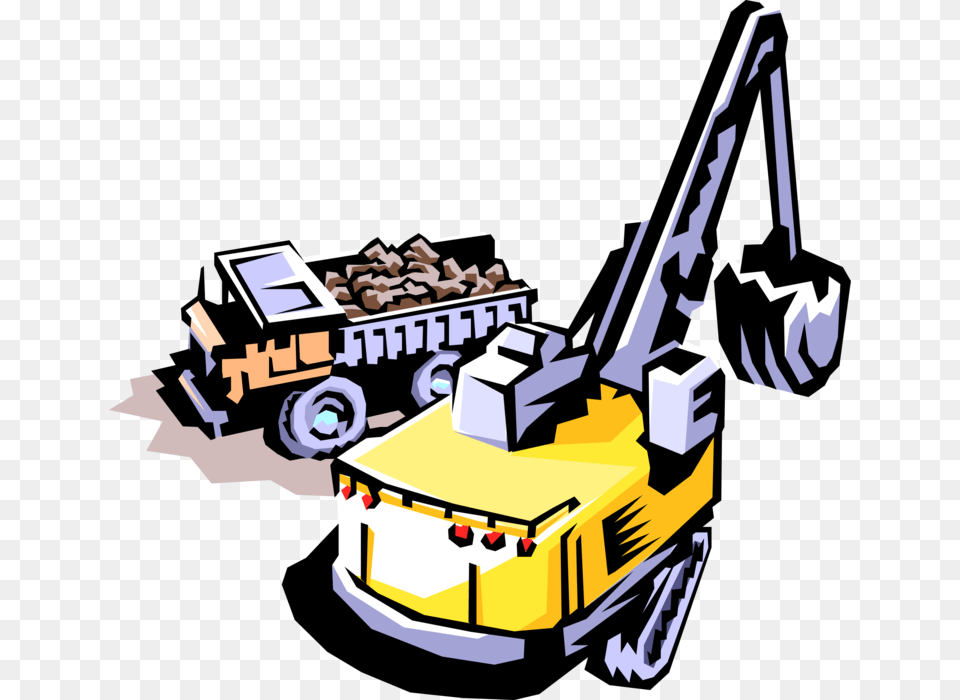 Vector Illustration Of Construction Industry Heavy Mining Engineering Cartoon, Tow Truck, Transportation, Truck, Vehicle Free Png