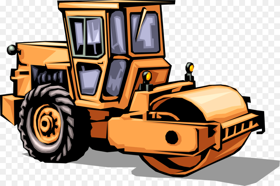 Vector Illustration Of Construction Industry Heavy Steam Roller Clipart, Machine, Bulldozer, Electrical Device, Switch Free Png Download