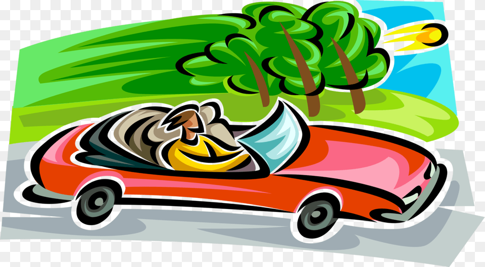 Vector Illustration Of Convertible Automobile Motor, Grass, Plant, Car, Vehicle Png Image