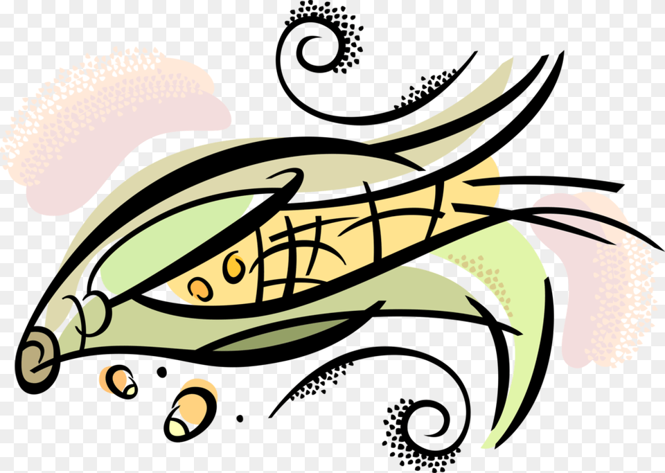 Vector Illustration Of Corn Husk Cob Of Corn Maize, Food, Animal, Sea Life, Fish Free Png