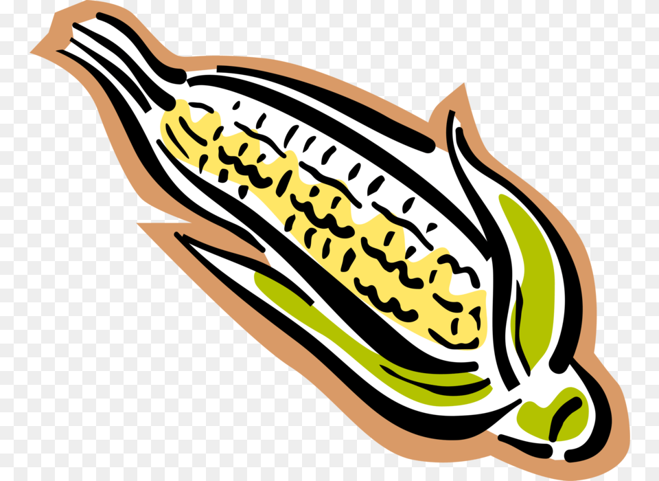 Vector Illustration Of Corn On The Cob Grain Plant Maize, Food, Produce, Face, Head Free Png Download