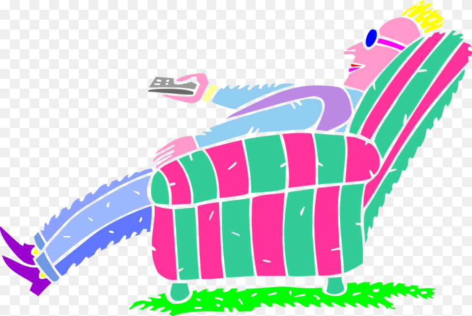 Vector Illustration Of Couch Potato With Remote Control, Furniture, Baby, Person, Chair Png