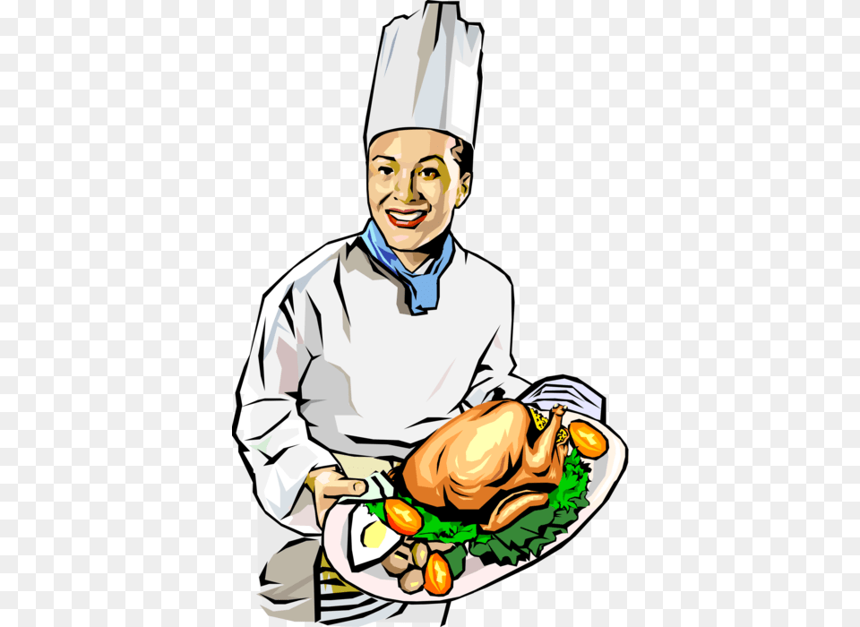 Vector Illustration Of Culinary Cuisine Restaurant Chef Cooking With Chicken, Person, Meal, Food, Adult Free Png