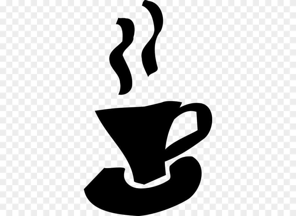 Vector Illustration Of Cup Of Hot Freshly Brewed Coffee, Gray Free Png