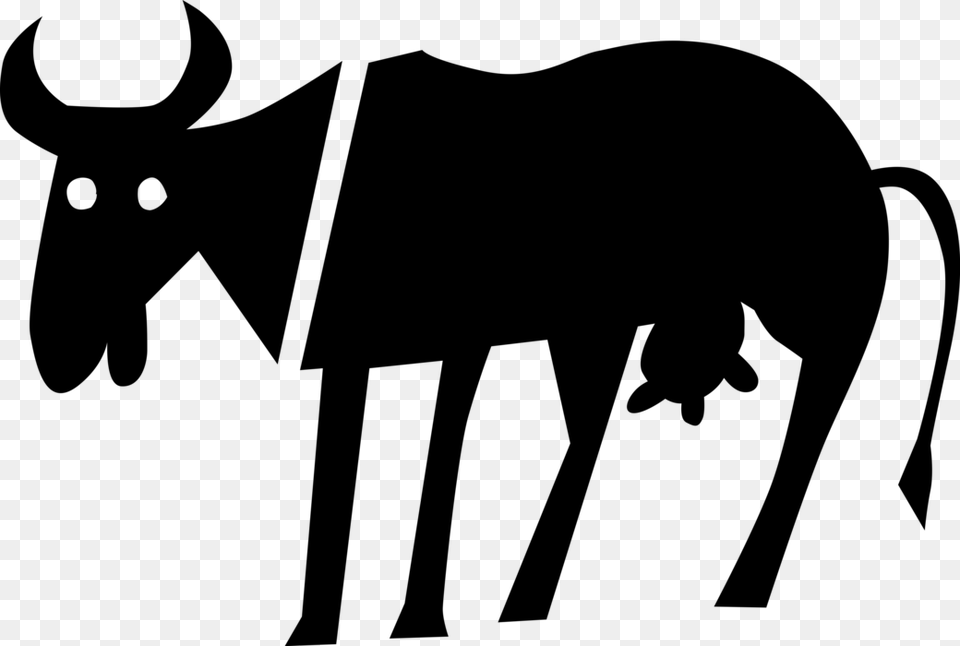 Vector Illustration Of Dairy Farm Milking Cow, Gray Free Png