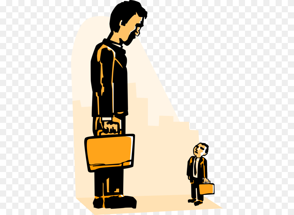 Vector Illustration Of David And Goliath Business Competitors Groer Mann Kleiner Mann Clipart, Bag, Boy, Child, Male Png Image