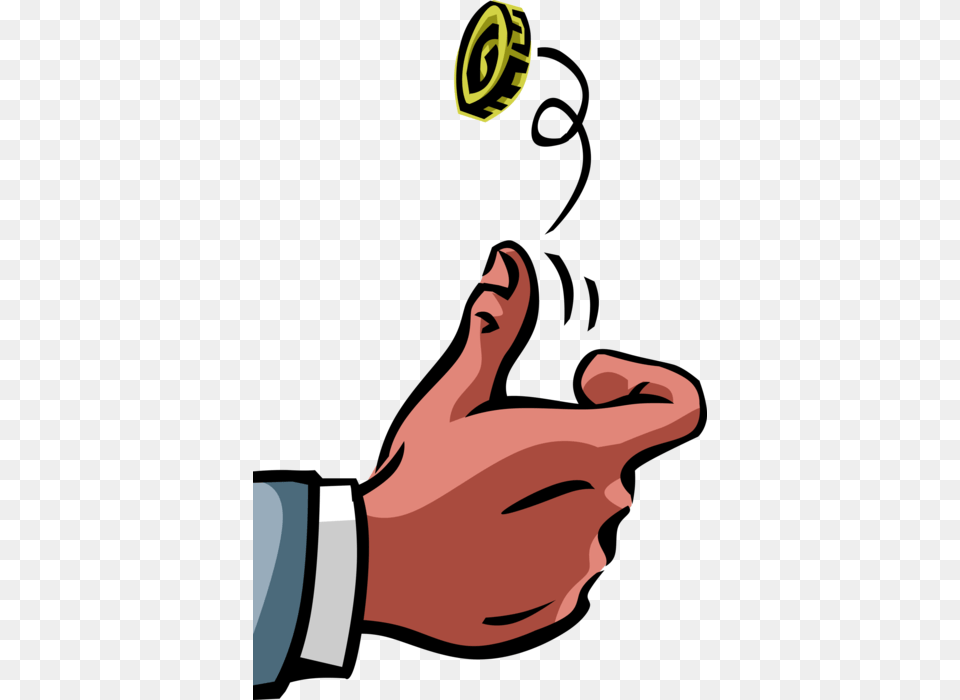 Vector Illustration Of Decision Making Hand Flipping Coin Flip Clip Art, Body Part, Finger, Person, Adult Png