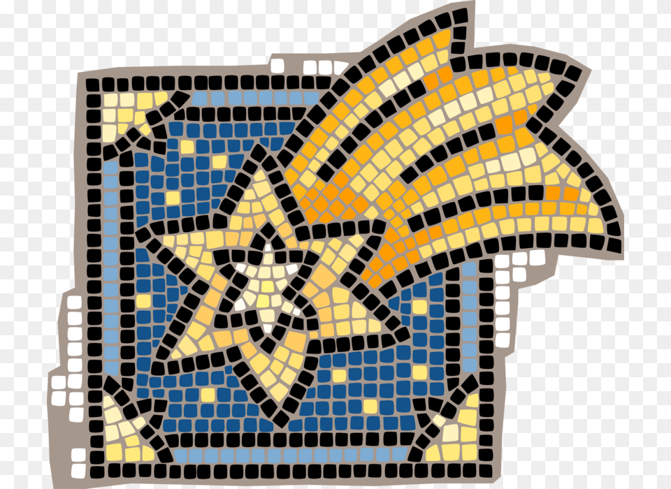 Vector Illustration Of Decorative Mosaic Shooting Star Shooting Star Mosaic, Art, Tile, Animal, Giraffe Png
