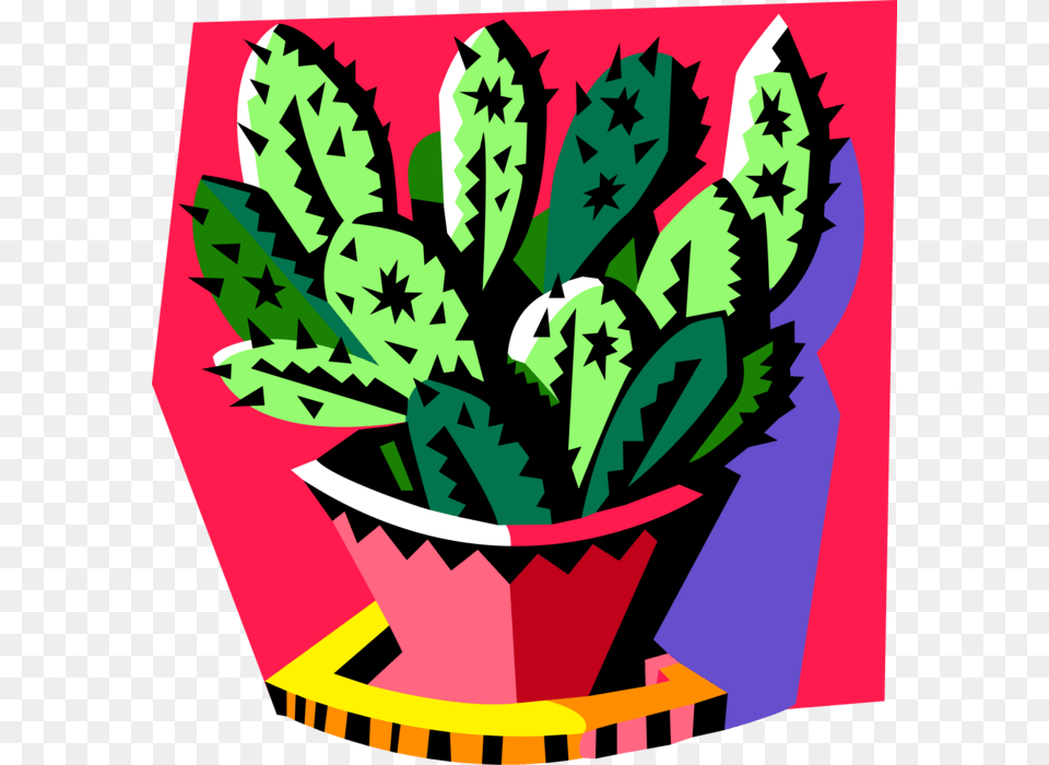Vector Illustration Of Desert Vegetation Succulent, Plant, Potted Plant, Planter, Vase Free Png Download