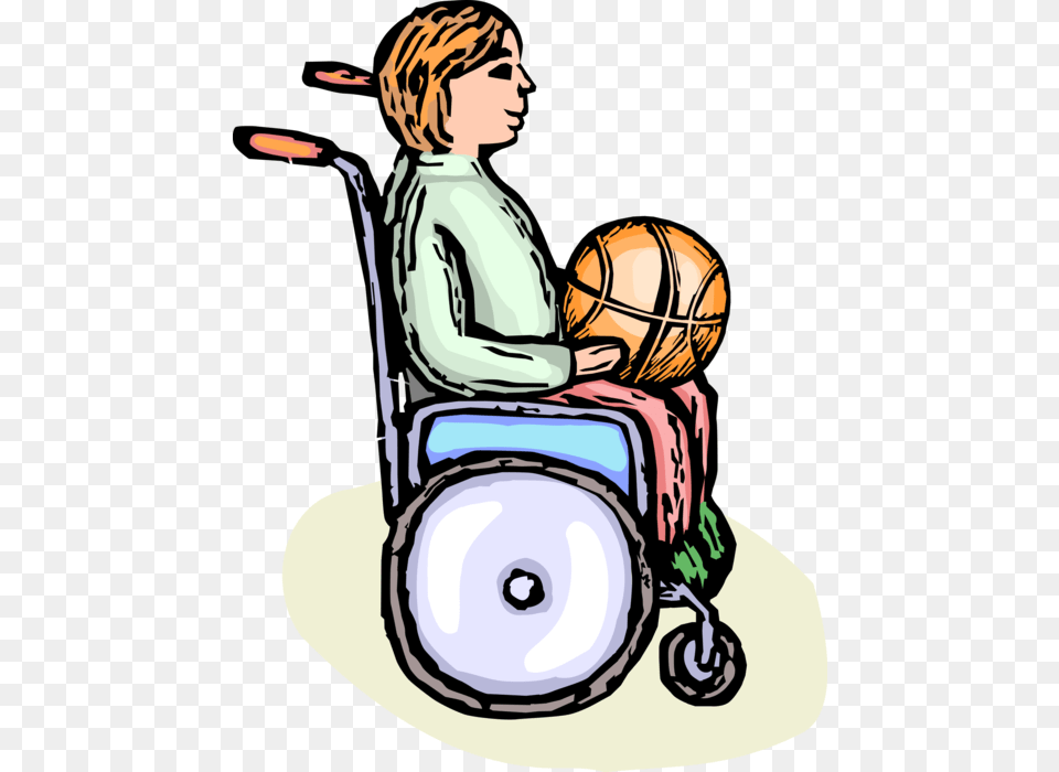 Vector Illustration Of Disabled Boy Handicapped Wheelchair Basketball, Chair, Furniture, Adult, Male Png