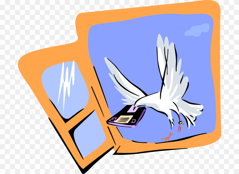 Vector Illustration Of Dove With Computer Disk Flying, Animal, Fish, Sea Life, Shark Free Transparent Png