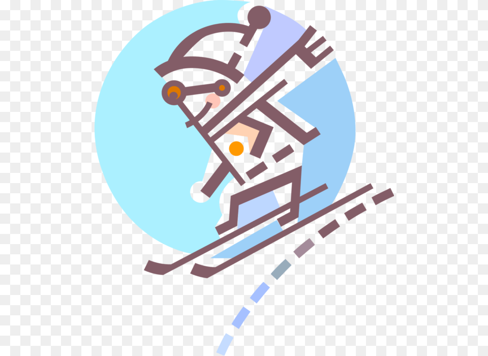 Vector Illustration Of Downhill Alpine Skier Skiing Graphic Design, People, Person, Outdoors, Nature Png Image