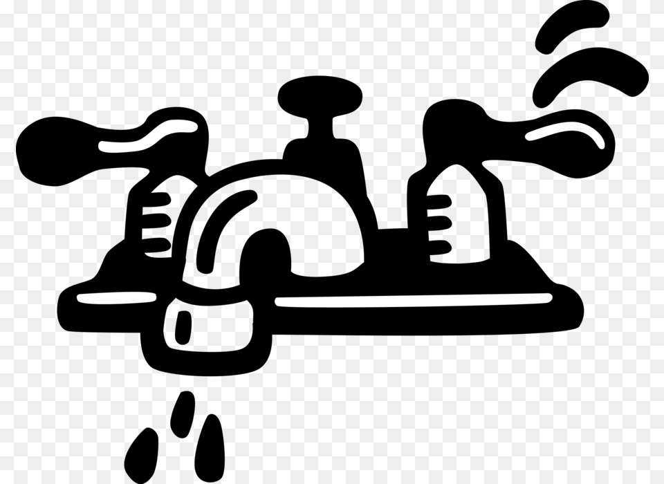 Vector Illustration Of Dripping Water Tap Sink Faucet, Stencil, Silhouette, Text Free Png Download