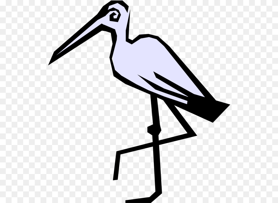Vector Illustration Of Egret Crane Bird Stands On One Stork, Animal, Beak, Waterfowl, Crane Bird Free Transparent Png