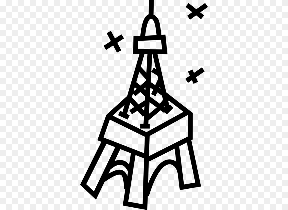 Vector Illustration Of Eiffel Tower On Champ De Mars, Gray Free Png Download