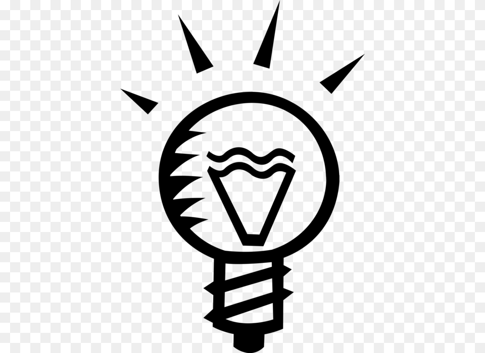 Vector Illustration Of Electric Light Bulb Symbol Of Emblem, Gray Free Png
