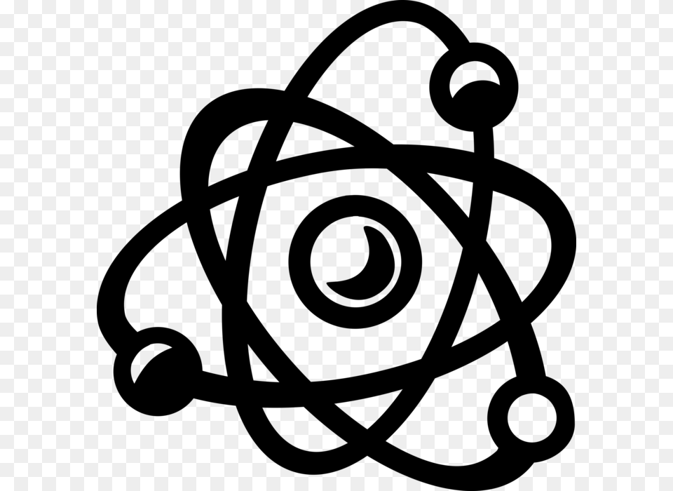 Vector Illustration Of Energy Atoms Circling Nucleus Vector Graphics, Gray Png Image