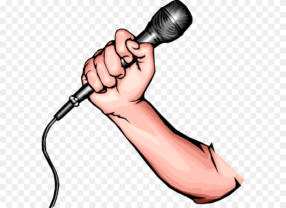 Vector Illustration Of Entertainer39s Hand Holding Electromagnetic Electrical Energy To Sound Energy Transformation, Electrical Device, Microphone, Body Part, Person Free Png