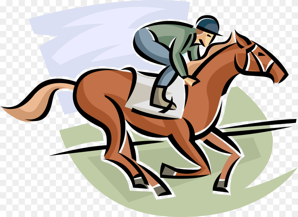 Vector Illustration Of Equestrian Horse Race With Jockey, Animal, Person, Mammal, People Free Png Download