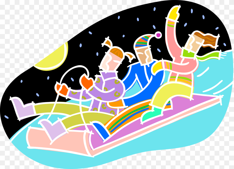 Vector Illustration Of Family Enjoy Winter Sledding, Water, Baby, Person, Boat Free Png