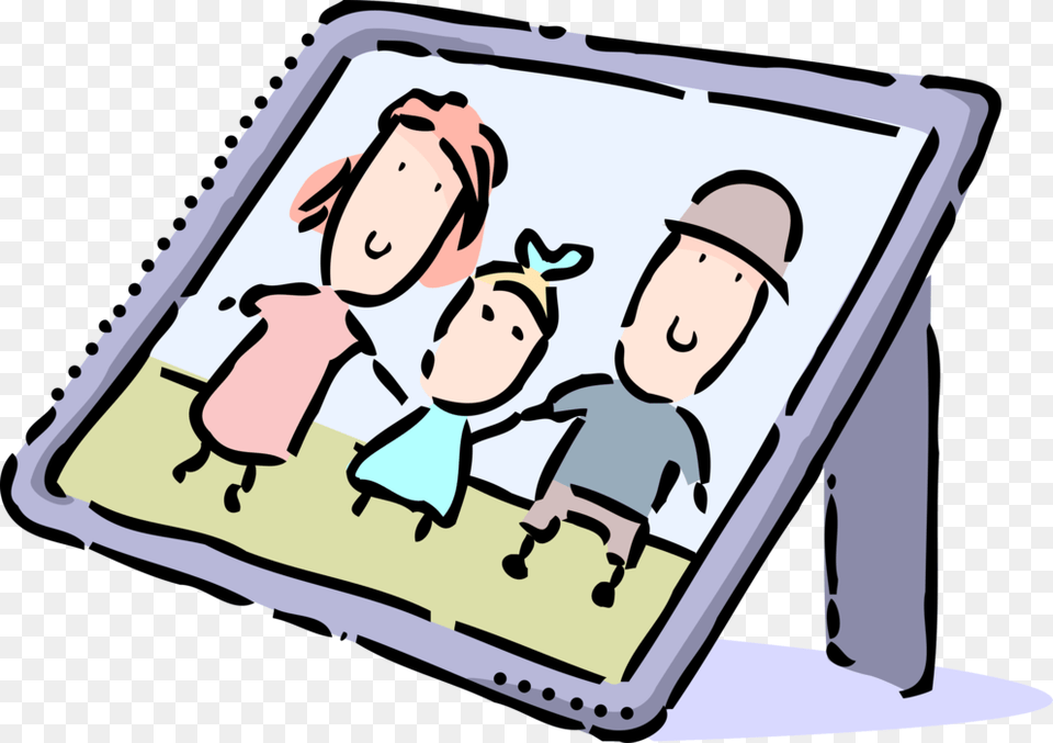 Vector Illustration Of Family Photograph Portrait In, Bus Stop, Outdoors, Computer, Electronics Free Png Download
