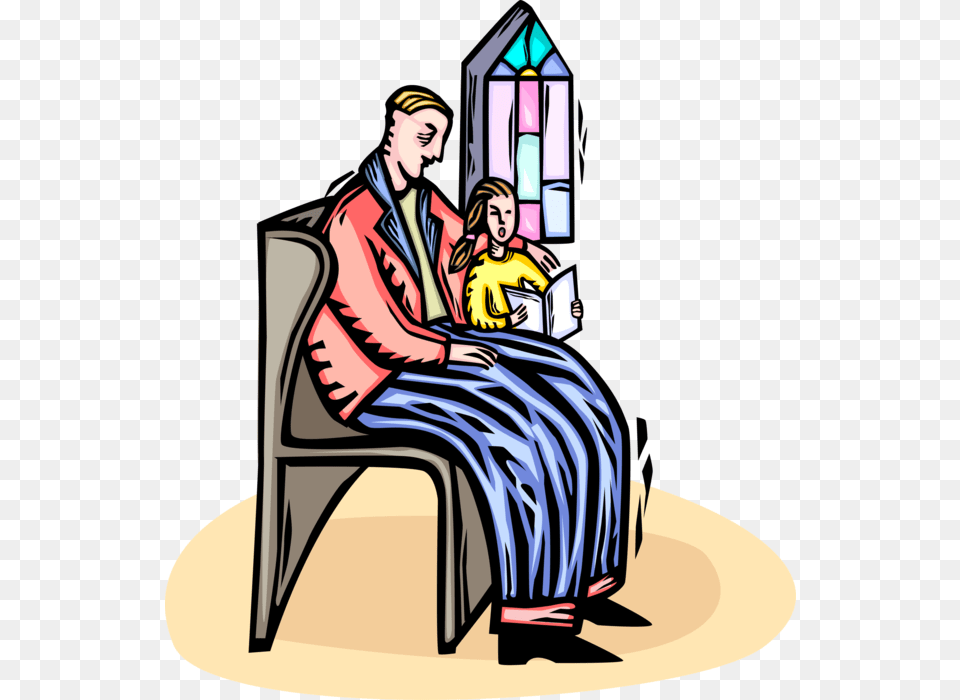 Vector Illustration Of Family Sit In Church Pew During, Art, Publication, Book, Comics Free Png Download