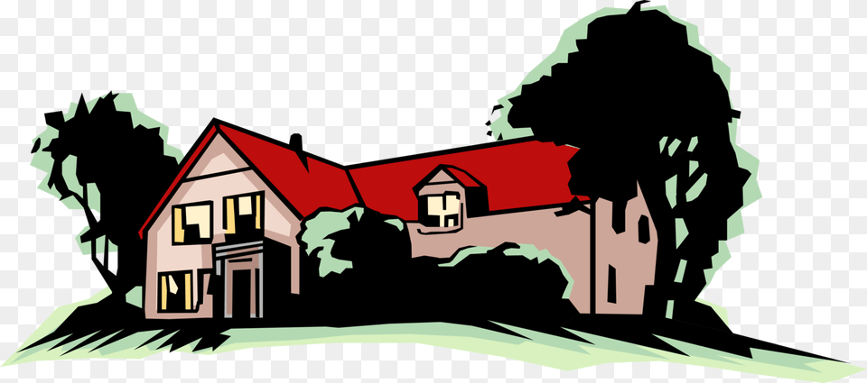 Vector Illustration Of Farmhouse Or Country Home Residence House, Architecture, Building, Cottage, Housing Free Png Download