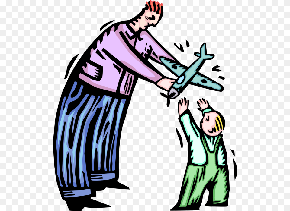 Vector Illustration Of Father Hands Toy Plane Airplane, Adult, Person, Woman, Female Png Image