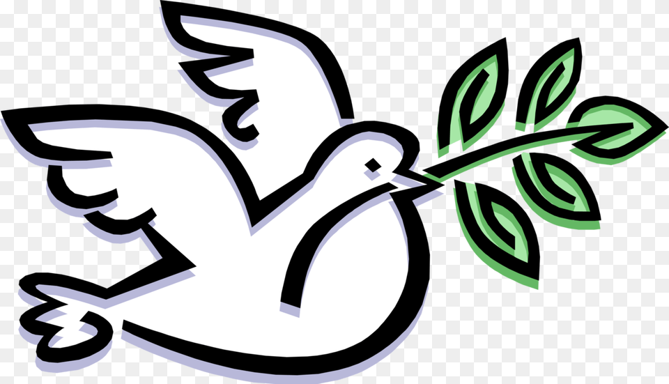 Vector Illustration Of Feathered Bird Peace Dove Carries Friends Or Quakers, Herbal, Herbs, Plant, Baby Free Transparent Png