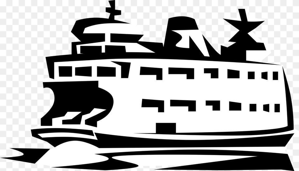 Vector Illustration Of Ferry Or Ferryboat Watercraft Ferry Boat Clip Art, Stencil, Transportation, Vehicle, Yacht Png