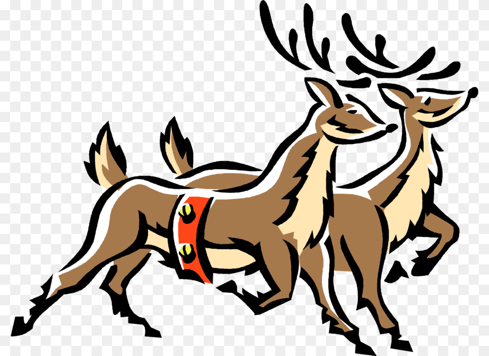 Vector Illustration Of Festive Season Christmas Reindeer Reindeer, Animal, Deer, Mammal, Wildlife Free Transparent Png