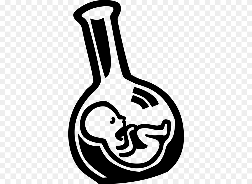 Vector Illustration Of Fetus Prenatal Human Between Test Tube Baby Clip Art, Gray Png Image