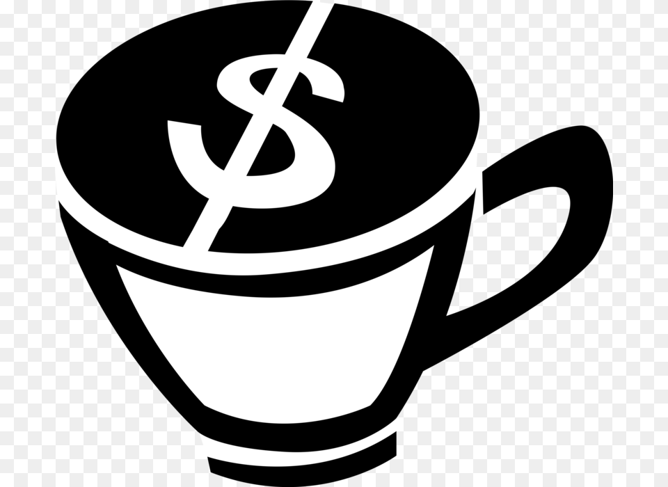 Vector Illustration Of Financial Concept Coffee Mug Emblem, Stencil Png Image