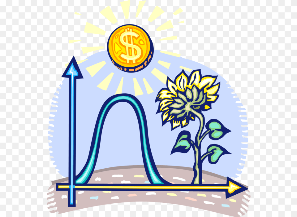 Vector Illustration Of Financial Growth Graph With, Amusement Park, Fun, Roller Coaster, Flower Free Transparent Png
