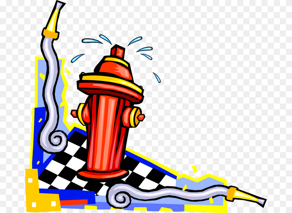 Vector Illustration Of Fire Hydrant Connects Firefighters Illustration, Device, Grass, Lawn, Lawn Mower Free Transparent Png