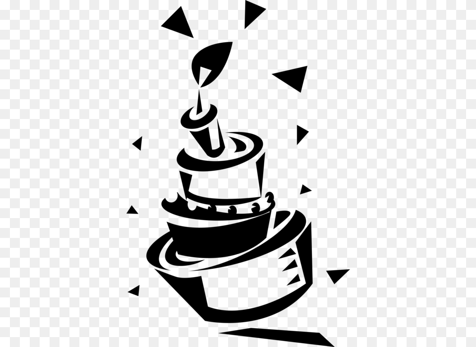 Vector Illustration Of First Birthday Cake Slice With Cake Illustration Hd, Gray Free Png