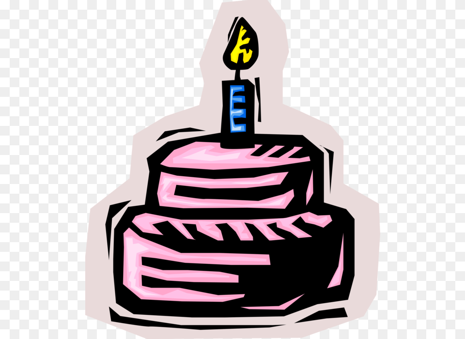 Vector Illustration Of First Birthday Cake With Lit, Dessert, Food, Birthday Cake, Cream Free Transparent Png