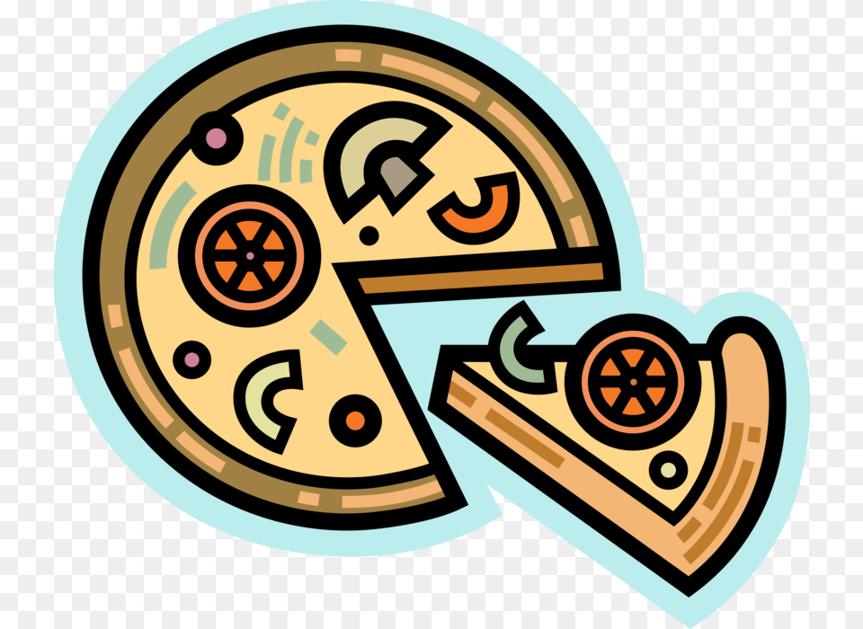 Vector Illustration Of Flatbread Pizza Topped With Circle, Symbol, Text, Number Free Transparent Png