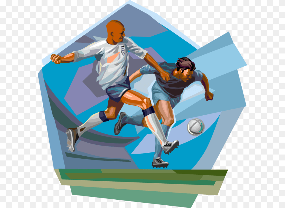 Vector Illustration Of Football Soccer Players Chase Playing Soccer Clip Art, Adult, Person, Man, Male Free Transparent Png