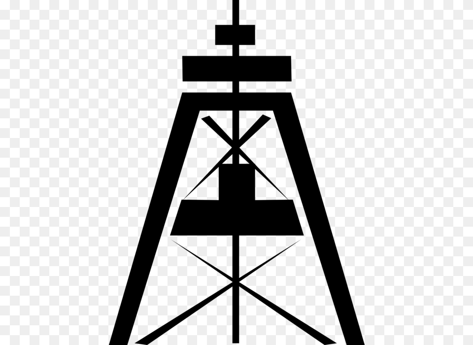 Vector Illustration Of Fossil Fuel Petroleum Indistry Drilling Rig Clip Art, Gray Png