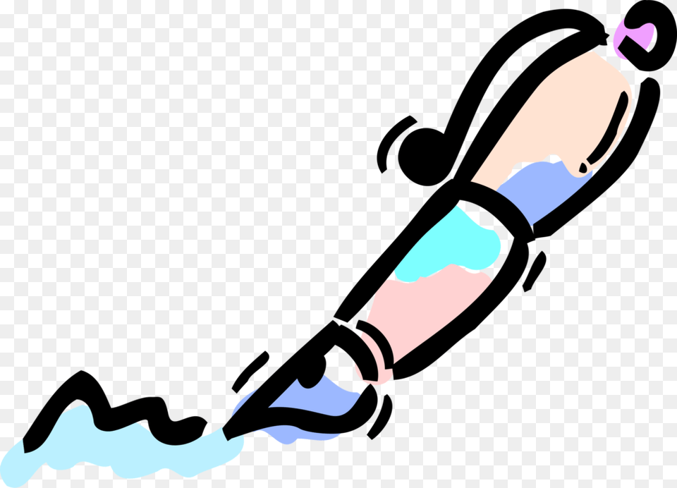 Vector Illustration Of Fountain Pen Writing Instrument, Person, Leisure Activities, Sport, Swimming Png Image