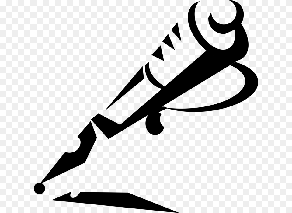 Vector Illustration Of Fountain Pen Writing Instrument, Gray Png