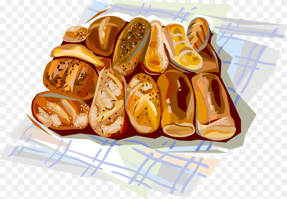 Vector Illustration Of French Bakery Baked Bread Loaves Gelbwurst, Dessert, Food, Pastry, Shop Free Transparent Png