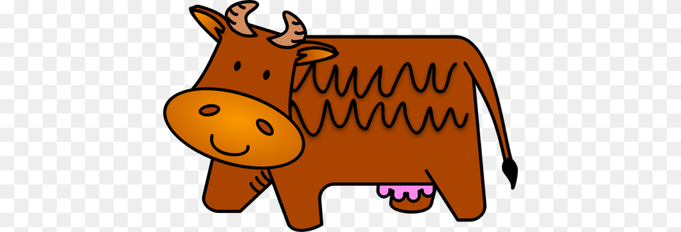Vector Illustration Of Friendly Brown Cow, Animal, Mammal, Pig Free Png Download