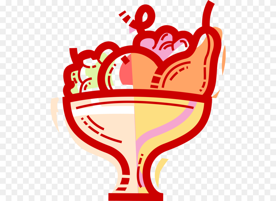 Vector Illustration Of Fruit Bowl With Pear Orange, Cream, Dessert, Food, Ice Cream Png