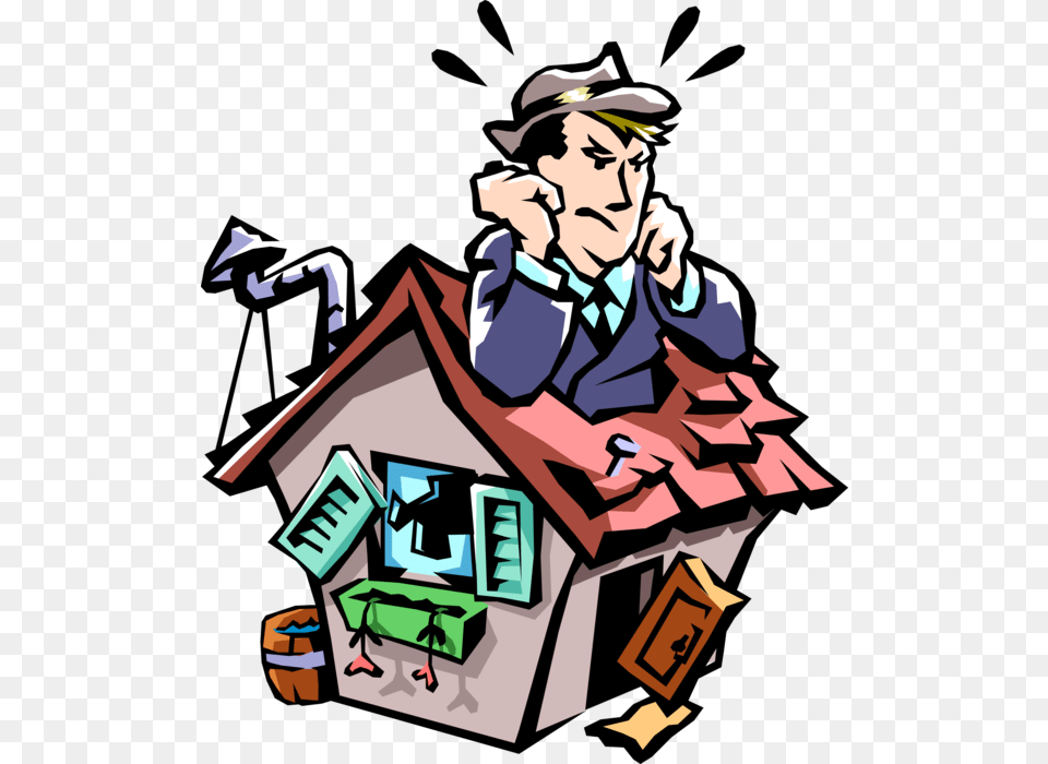 Vector Illustration Of Frustrated Homeowner Can T Keep, Adult, Male, Man, Person Png