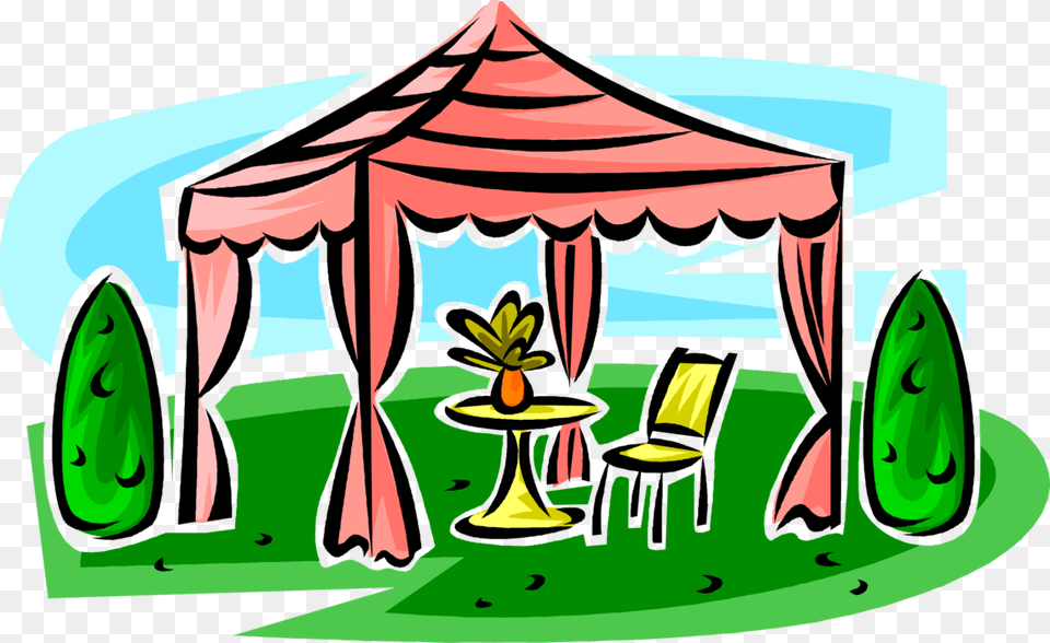 Vector Illustration Of Gazebo Tent Pavilion Structure Canopies Clipart, Outdoors, Chair, Furniture, Architecture Free Png Download