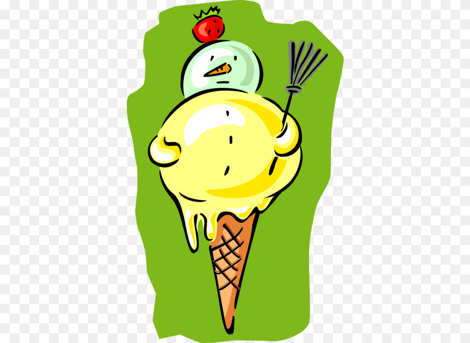 Vector Illustration Of Gelato Ice Cream Cone Snowman Ice Cream Cone, Dessert, Food, Ice Cream, Baby Png